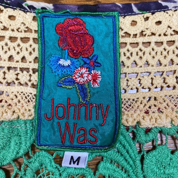 Johnny Was Silk Floral Midi Dress M Multi Colors Crochet & Embroidered Tank - Picture 3 of 12